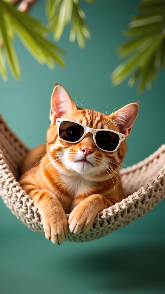 Cat in Sunglasses Relaxing