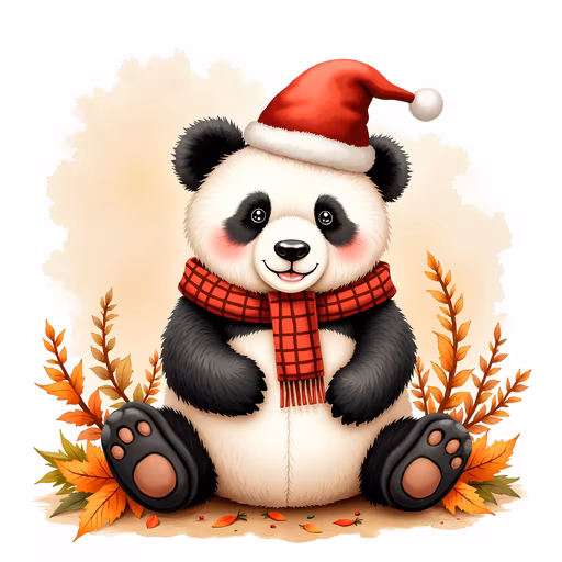 Christmas Panda Illustration