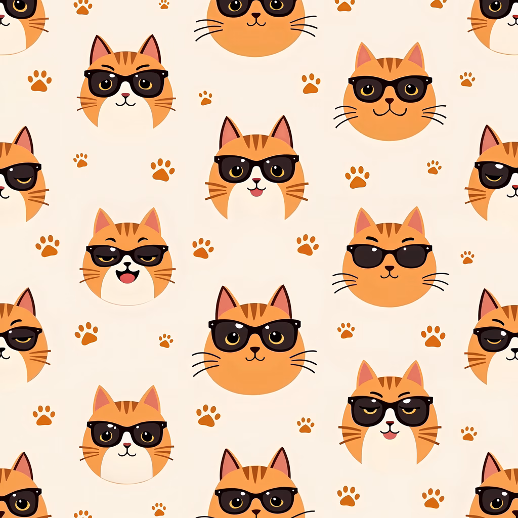 Fun and quirky illustration of cool cats wearing sunglasses.