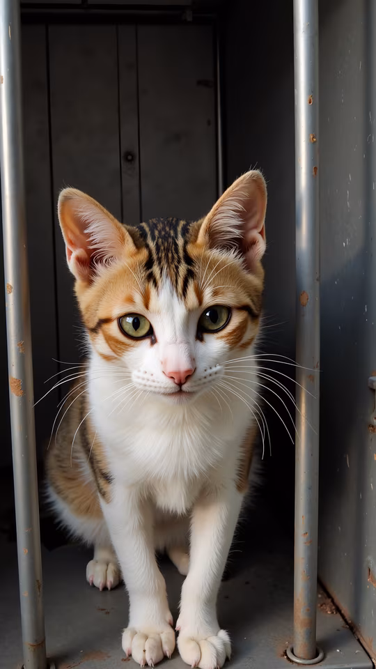 Curious Cat in Cage