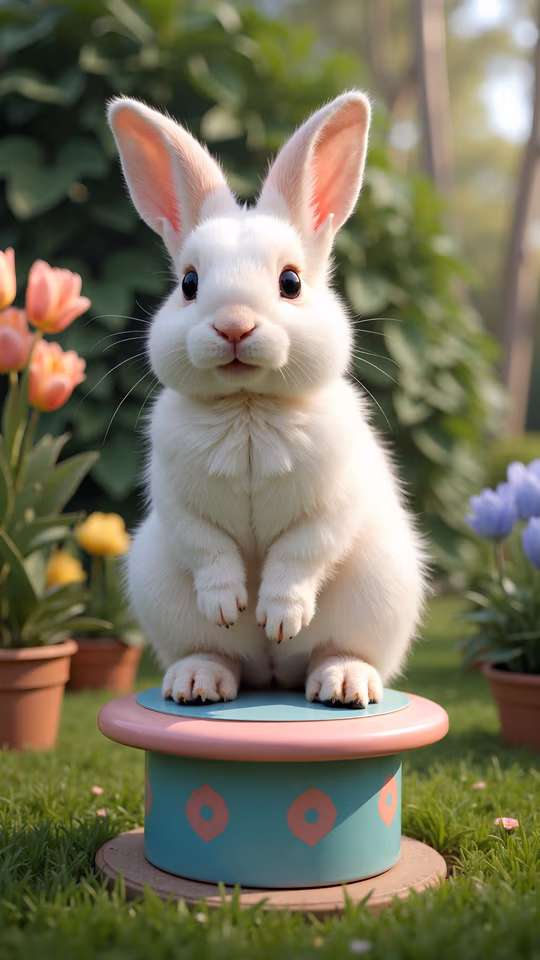 Cute Bunny on a Pedestal