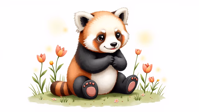 Cute Red Panda Illustration