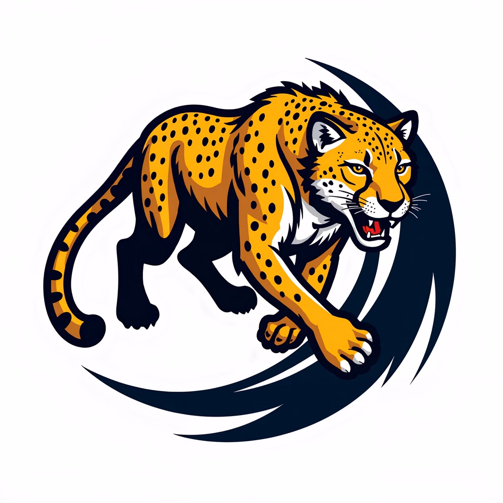 Vibrant cheetah illustration in motion, dynamic and energetic.