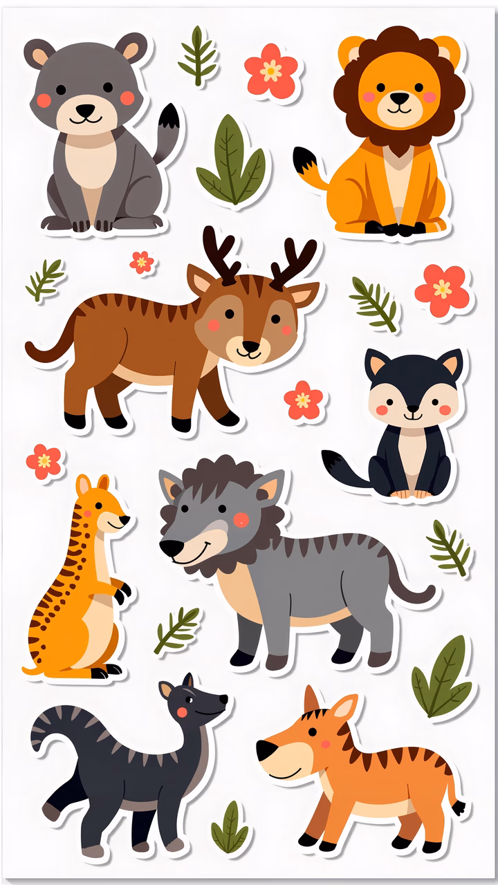 Cute forest animal illustrations for kids, featuring playful and friendly designs.
