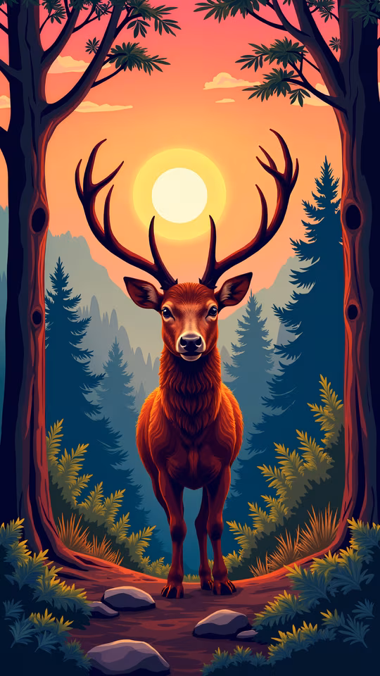 Forest Deer Illustration