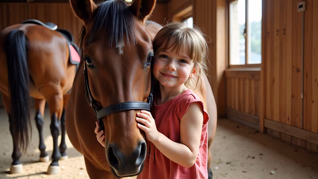 Girl Petting Horse