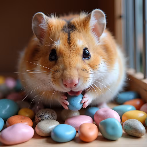 Hamster with Colorful Eggs