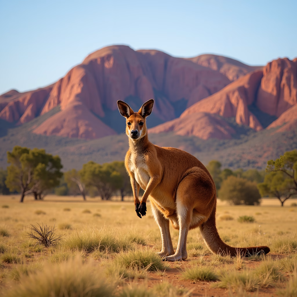 A kangaroo in the vibrant Australian outback, showcasing nature's splendor.