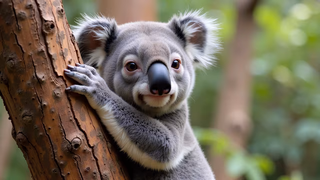 Koala Climbing Tree