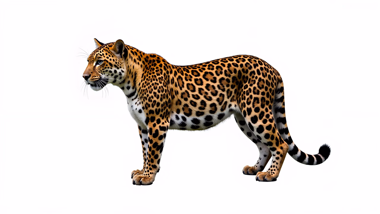 Detailed leopard illustration showcasing its striking spotted fur and poised stance.