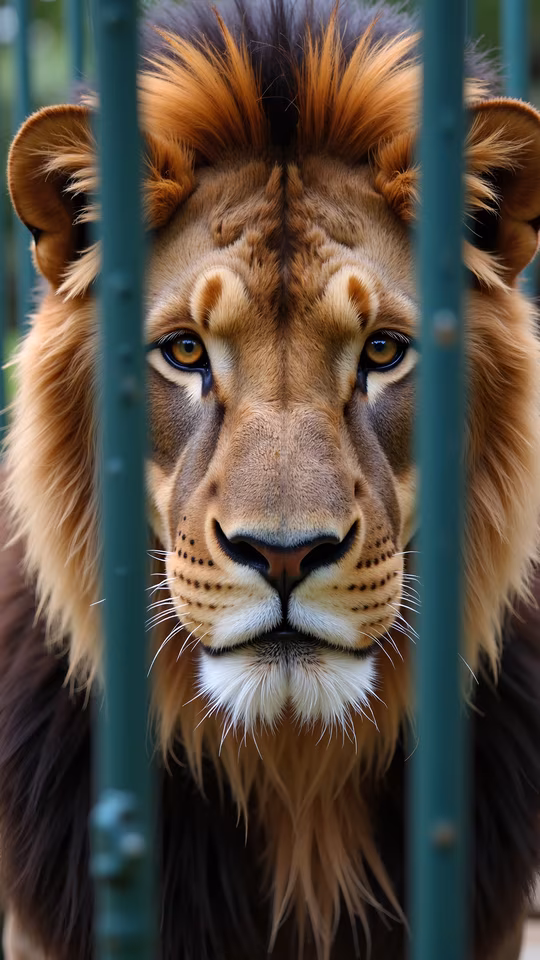 Lion Behind Bars