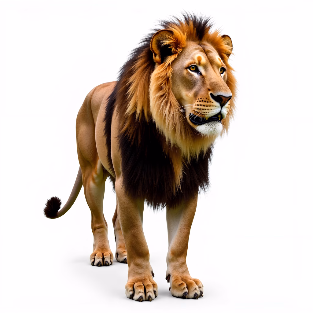 Majestic lion in detailed illustration, showcasing strength and grace.