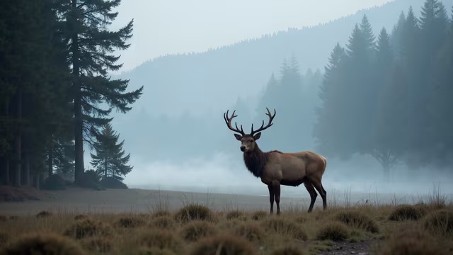 Majestic Elk in the Mist