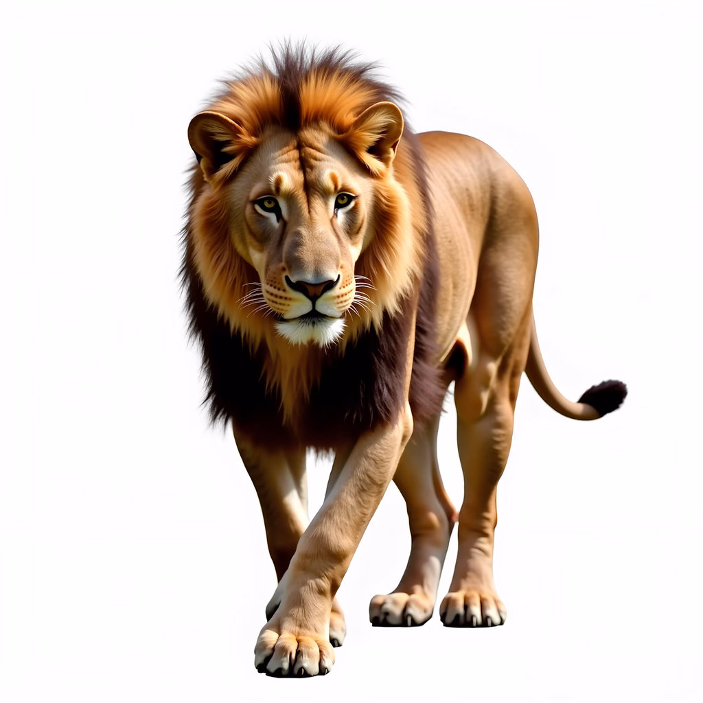 A detailed illustration of a lion in motion, emphasizing strength and elegance.