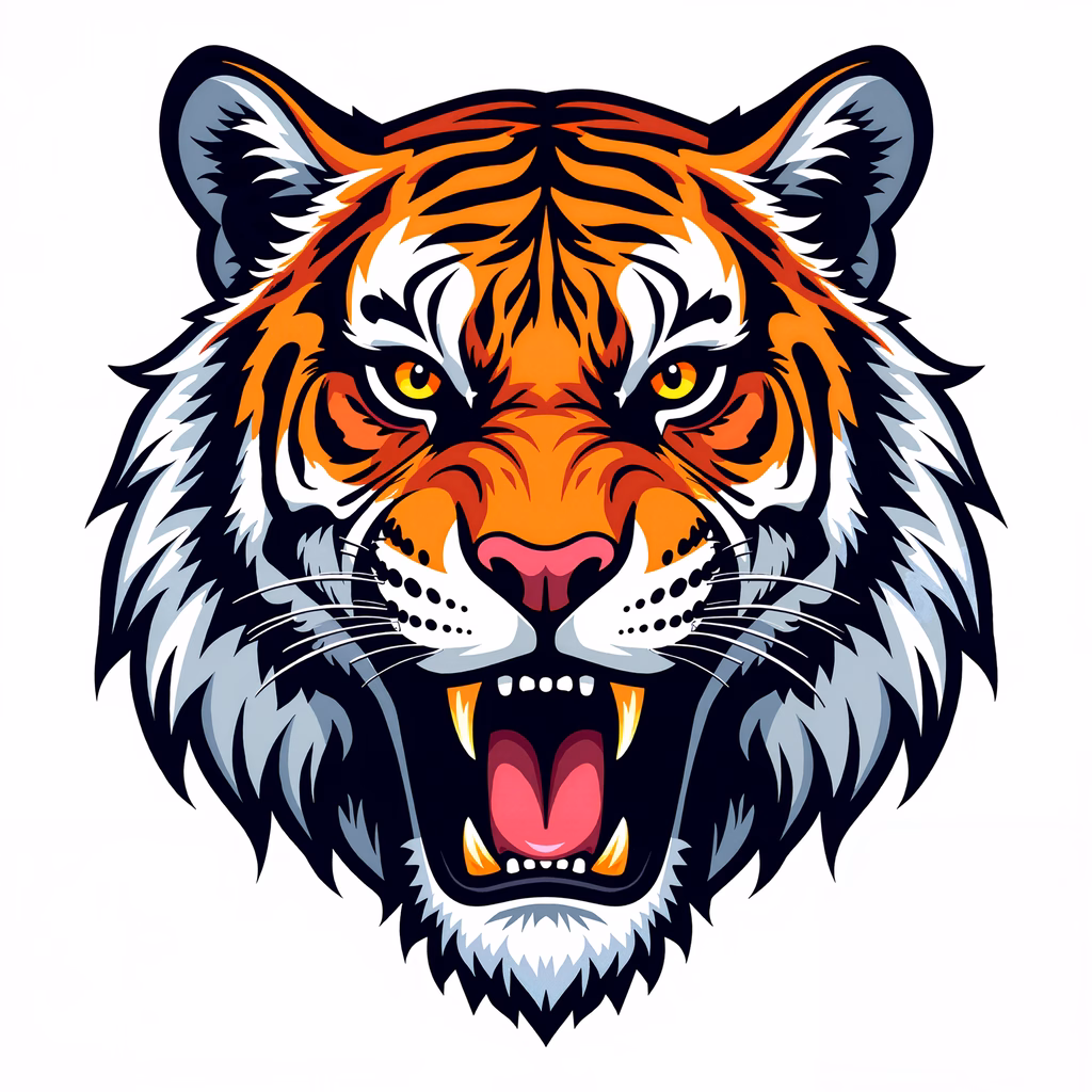 Vibrant tiger illustration showcasing raw power and intensity.