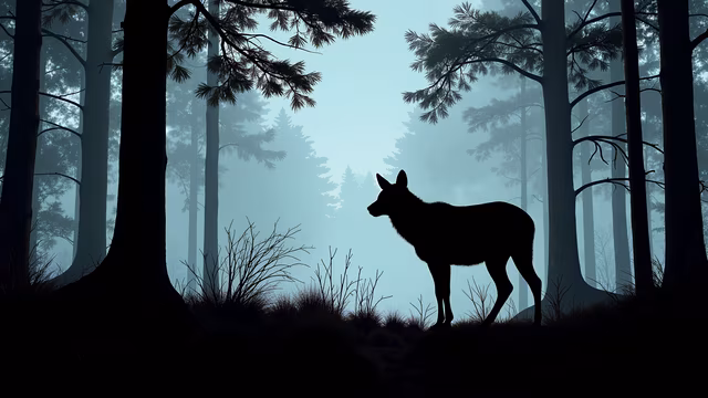 Silhouette Wolf in the Mist