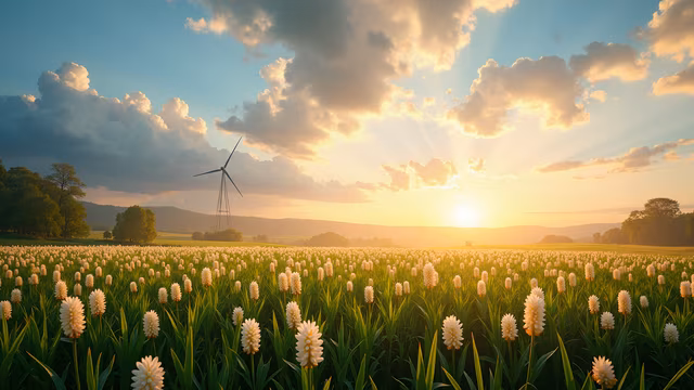 Sunset Field Illustration