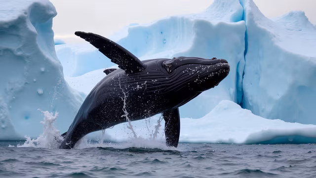Whale Breaching in Ice