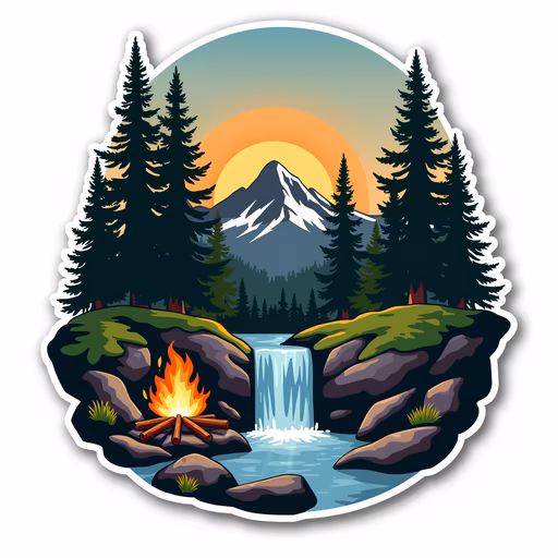 Campfire Sunset Illustration