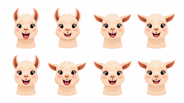 Cartoon Alpaca Faces