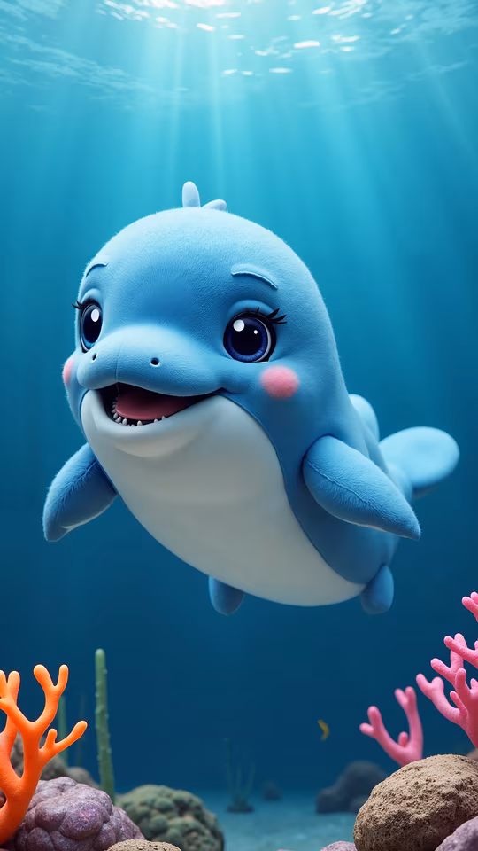 Cartoon Dolphin Underwater