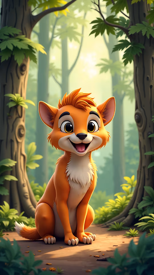 Cartoon Fox in the Forest