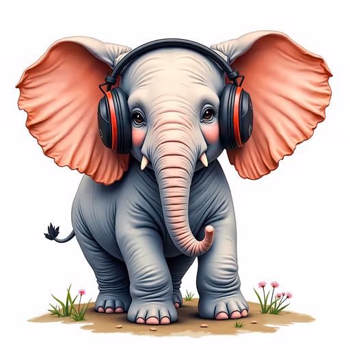 Elephant Listening to Music