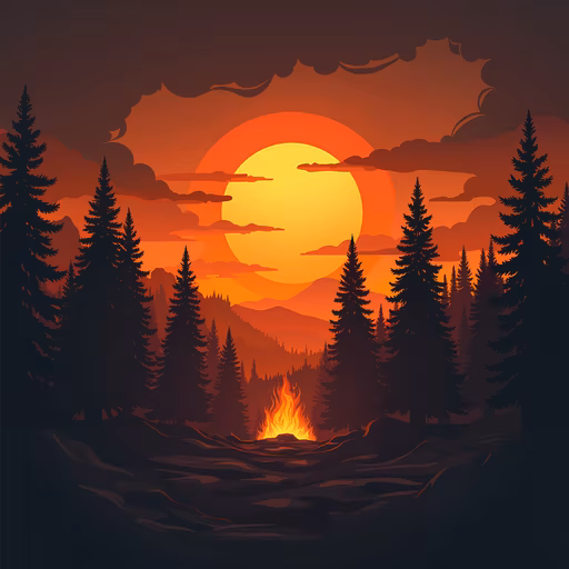 Forest Sunset Illustration