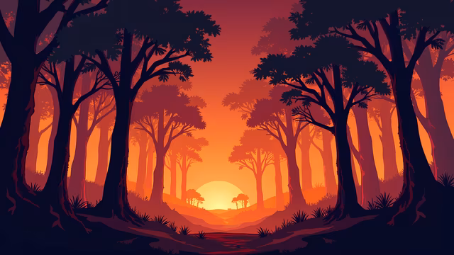 Forest Sunset Illustration