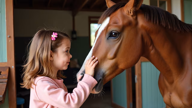 Girl Petting Horse
