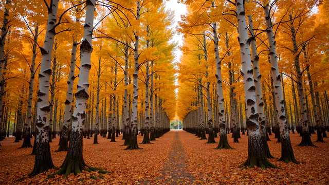 Golden Pathway Through Birches