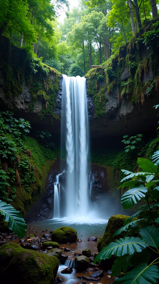 Majestic Waterfall in Lush Forest