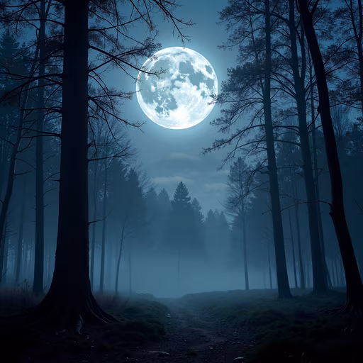 Misty Moonlit Forest