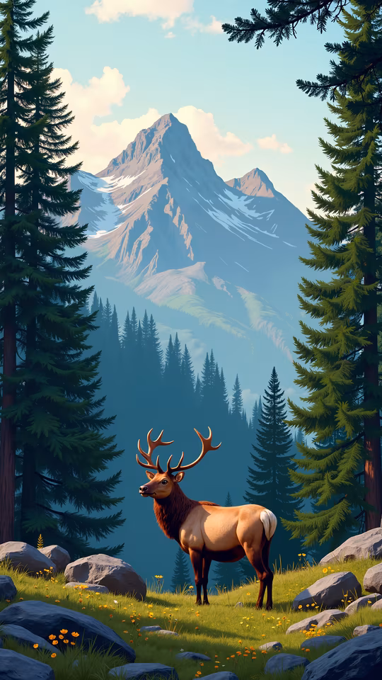Mountain Elk Illustration