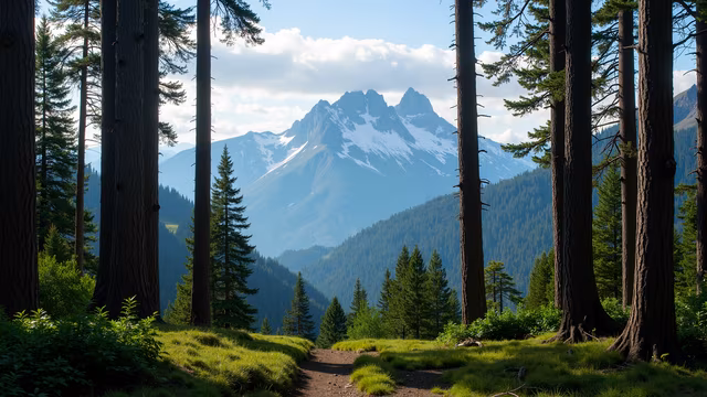 Mountain Path Through Forest