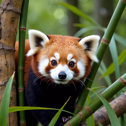 Red Panda Amid Bamboo