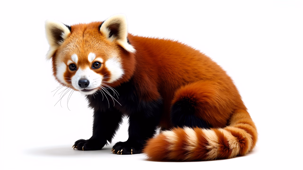 Vibrant red panda illustration on a white background