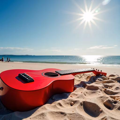 Red Ukulele on the Beach