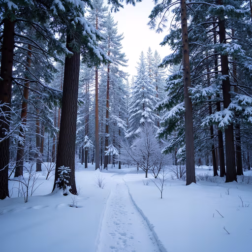 Snowy Forest Path