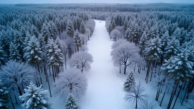 Snowy Forest Path