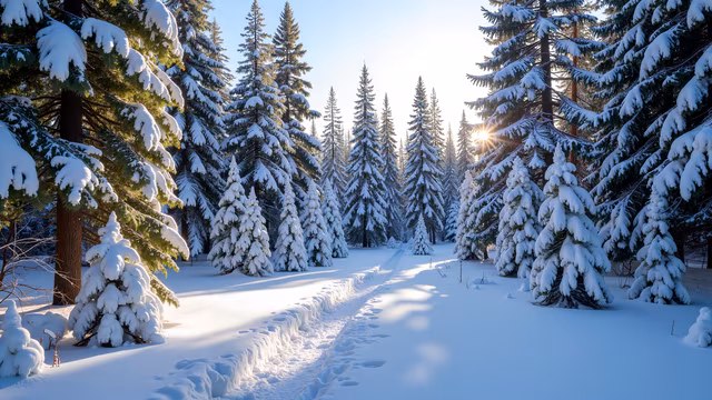 Snowy Forest Path