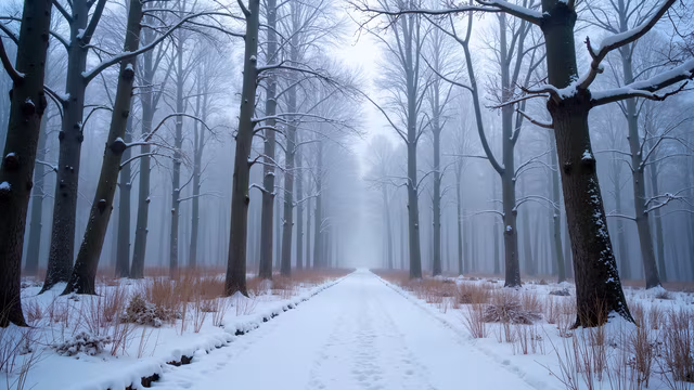 Snowy Forest Path