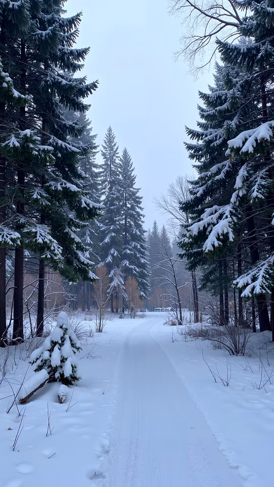 Snowy Forest Path
