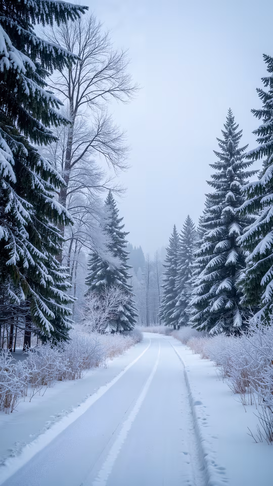 Snowy Forest Road