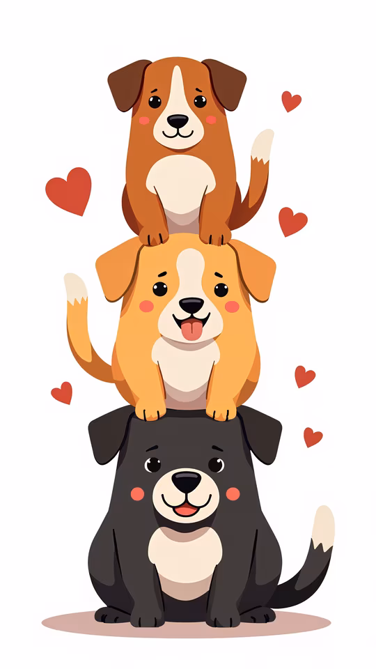 Stacked Pups Illustration