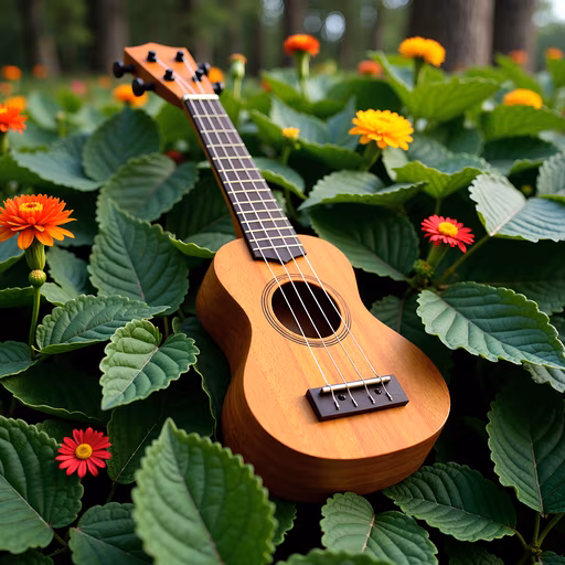 Ukulele Amongst Flowers