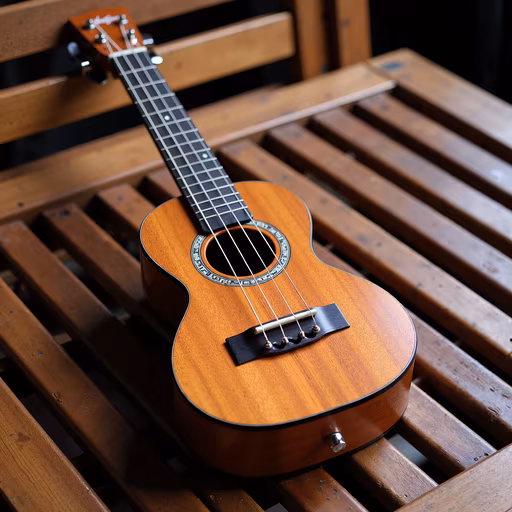 Ukulele on Wooden Bench