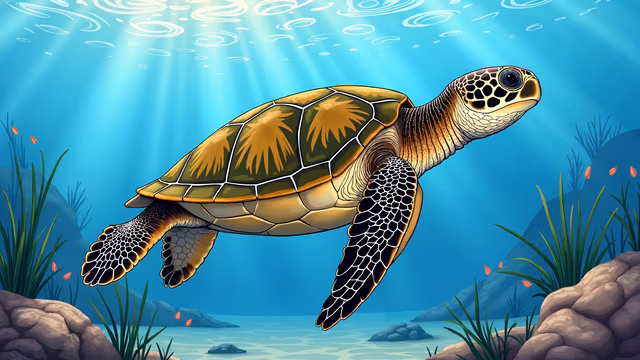 Underwater Turtle Illustration