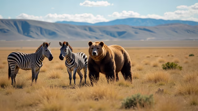 Wild Encounter: Zebra and Bear