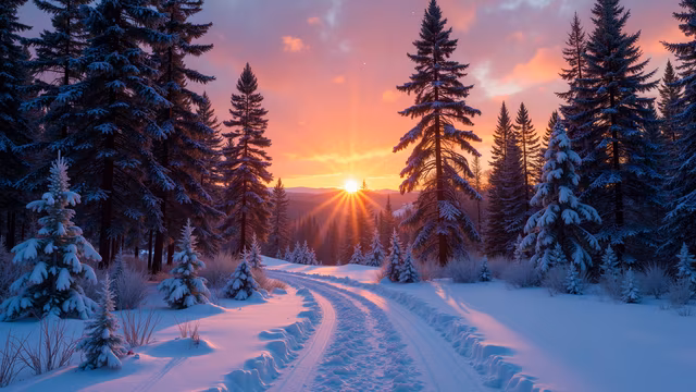 Winter Sunset Illustration